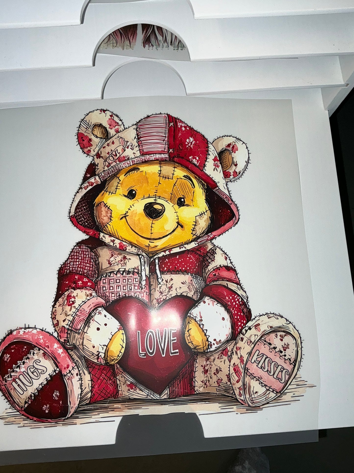 Pooh Valentine DTF transfer