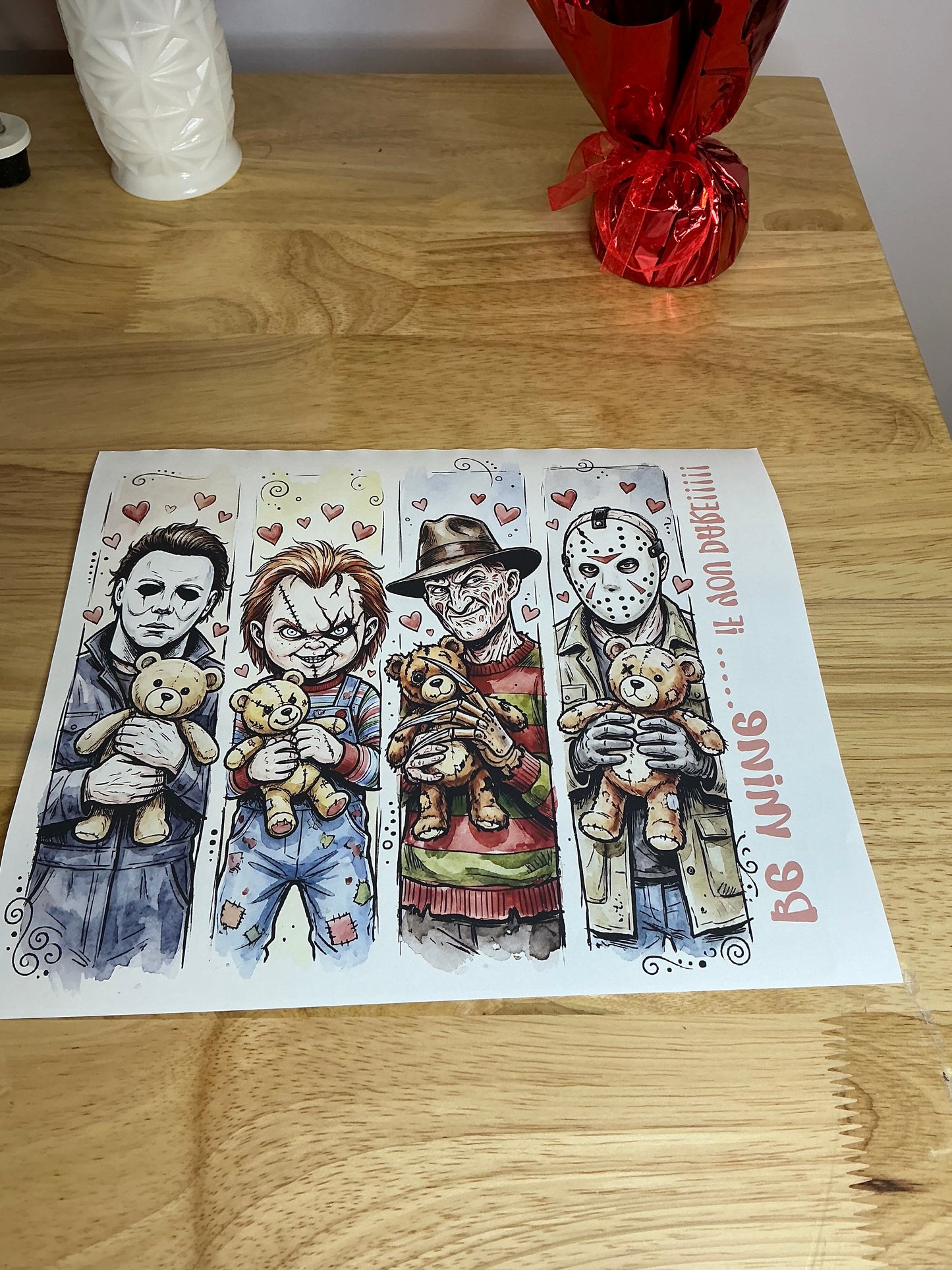 Be Mine Horror 20oz Sublimation transfer size:9.3x8.2