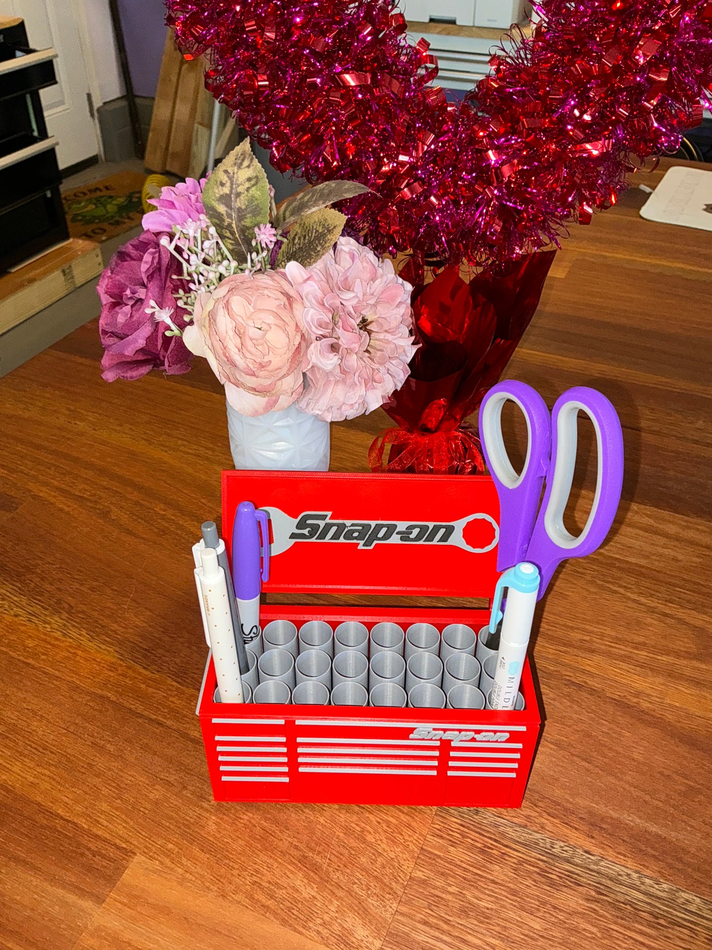 Snap-on toolbox pen holder