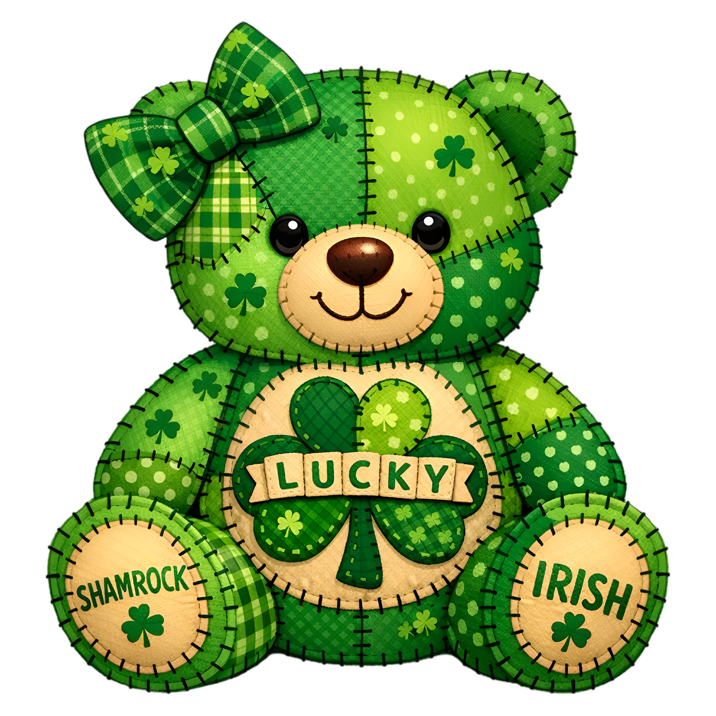 Patchwork bear (St Patrick's Day) DTF transfer