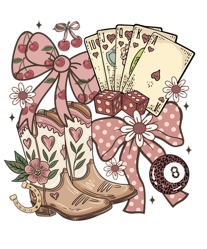 Boots, Cards and bows DTF Transfer