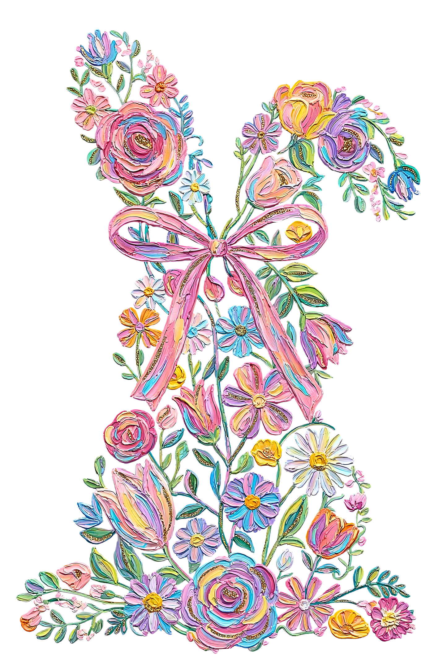 Floral Easter Bunny DTF transfer