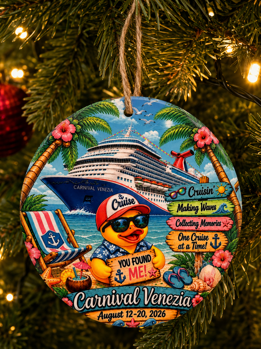 🎄🚢 Carnival Venezia August 12–20, 2026 Keepsake Ornament🦆⚓