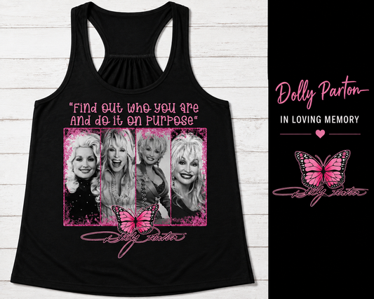 Dolly Parton “Find Out Who You Are” Memorial Racerback Tank Top