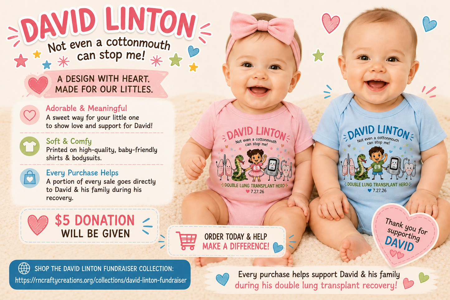 David Linton’s Little Support Squad – Onesies