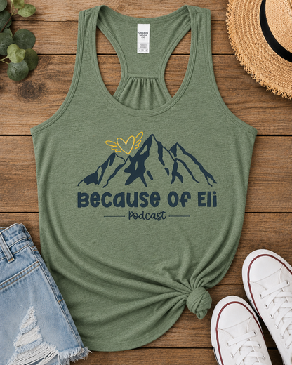 Because of Eli Podcast Women's Racerback Tank