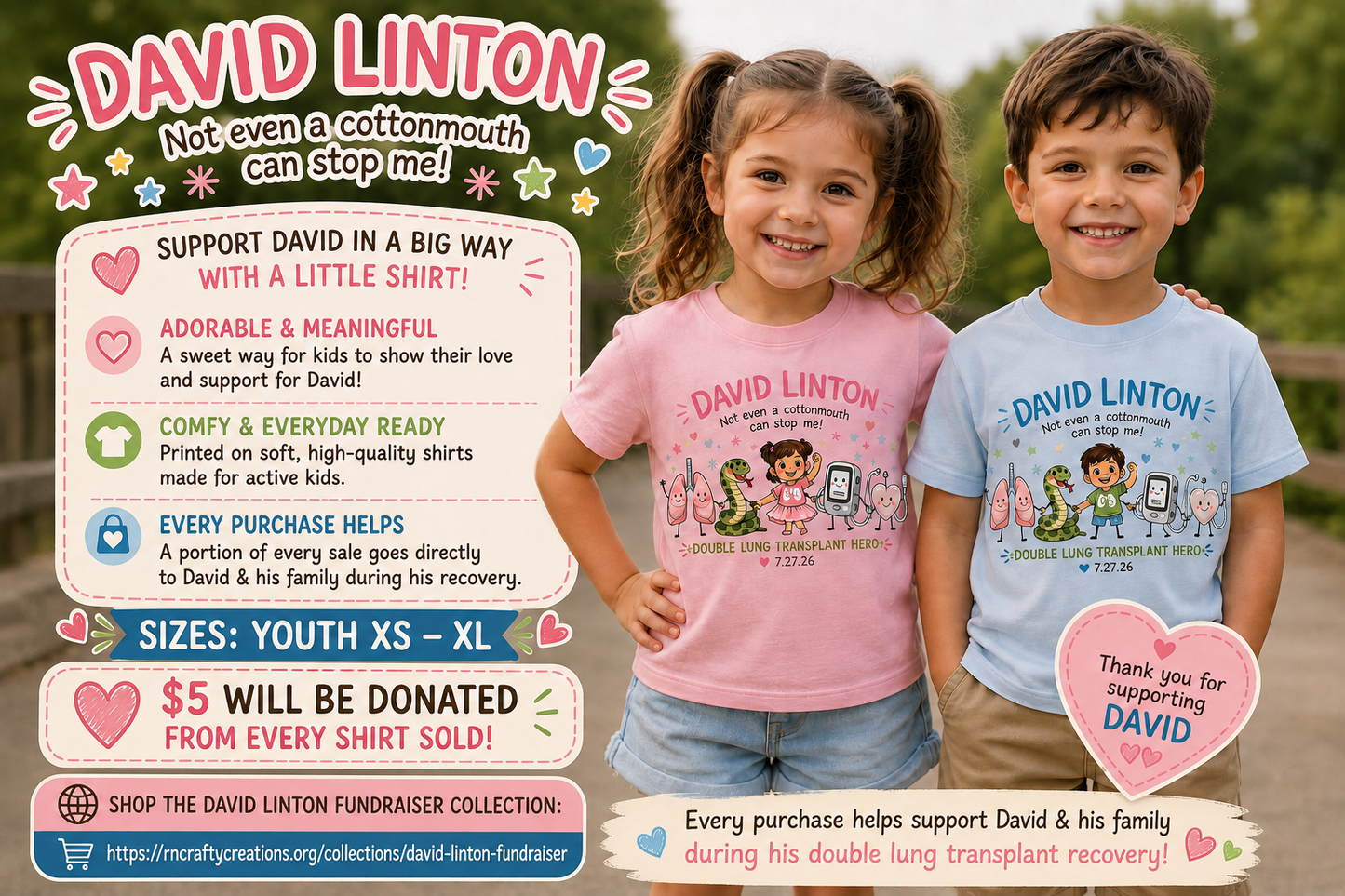 David Linton’s Little Support Squad- Youth Tee Shirts