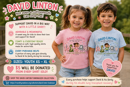 David Linton’s Little Support Squad- Youth Tee Shirts