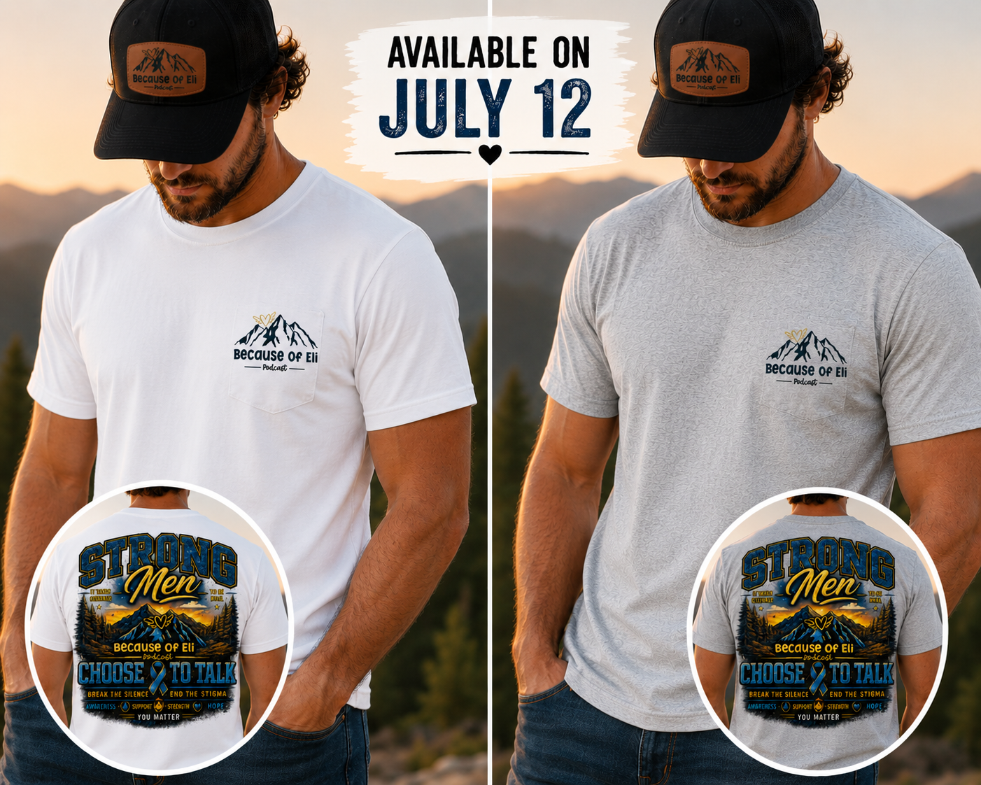 Strong Men Choose to Talk – Because of Eli Podcast T-Shirt