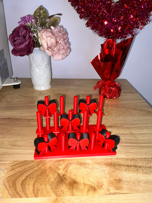 Black and red bow straw topper