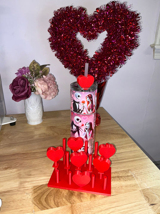 Solid red heart straw topper
