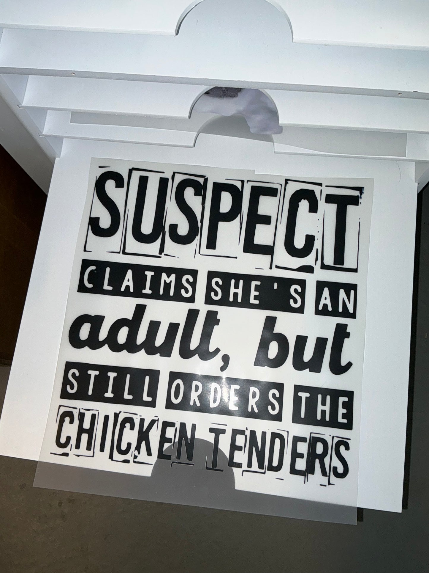 Suspect claims she’s an adult but still orders the chicken tenders DTF transfer