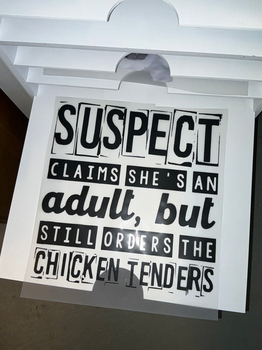 Suspect claims she’s an adult but still orders the chicken tenders DTF transfer