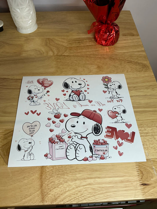 Valentine’s Day dog 20oz sublimation transfer 9.3 x8.2