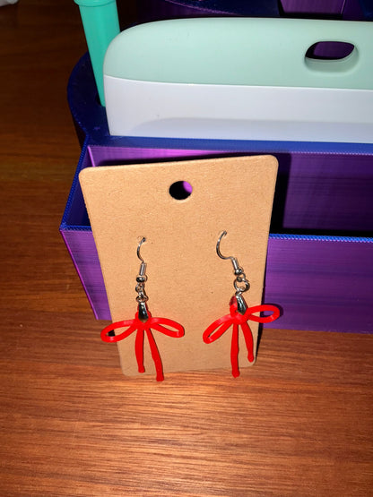 Red bow earring set