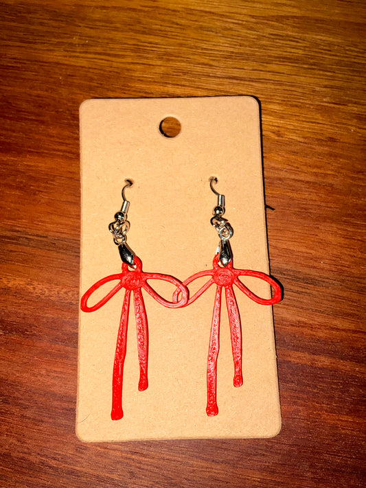 Red bow earring set