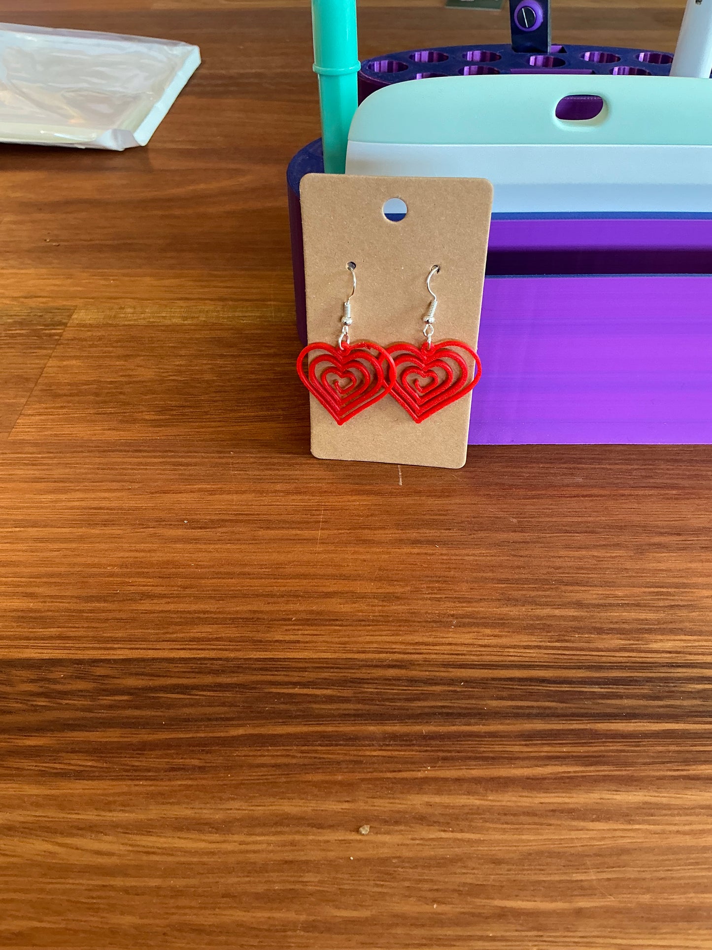 3D printed heart earring already assembled