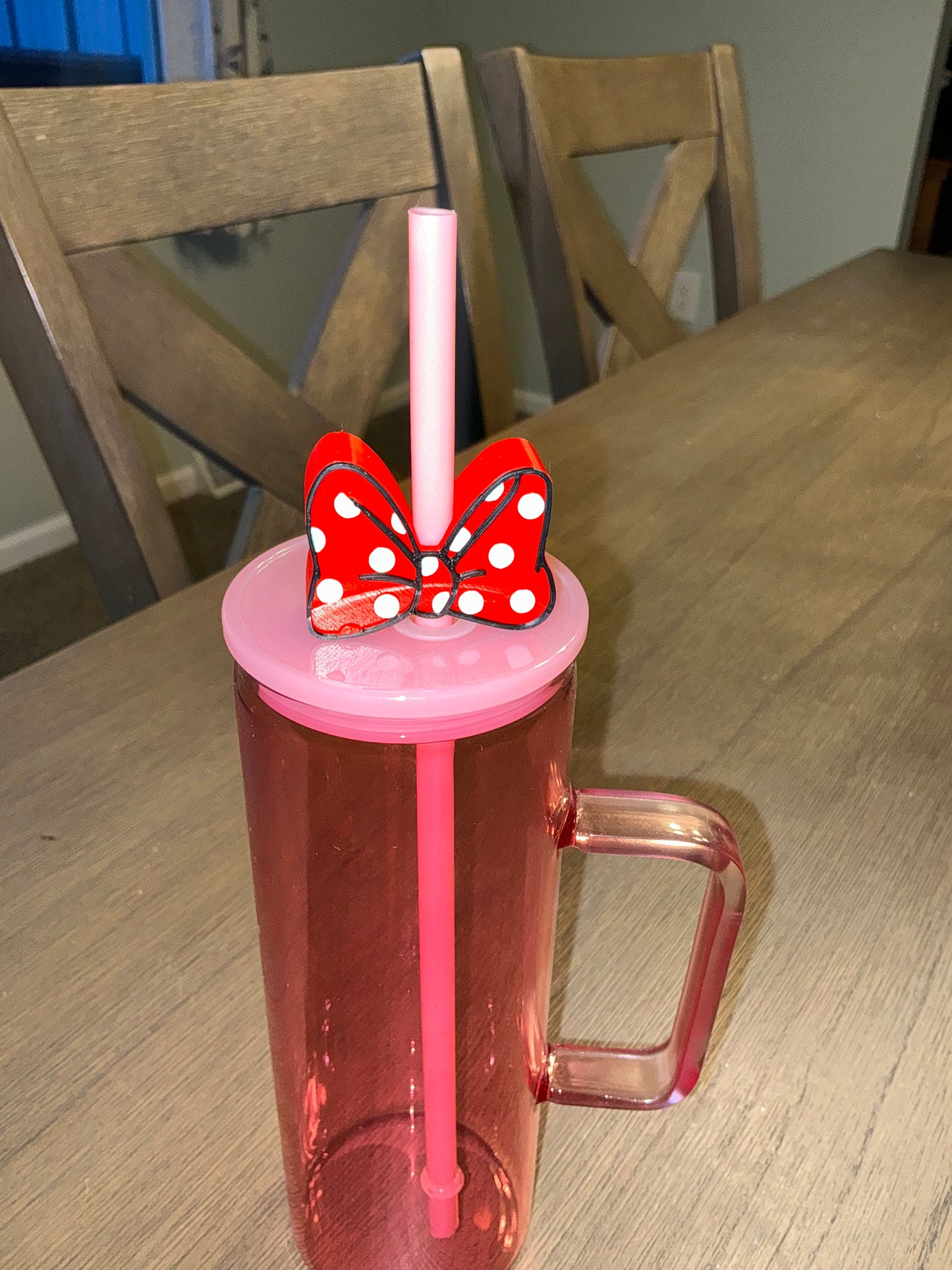 Mini mouse bow straw topper