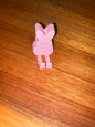 Pink peep, dangling legs, straw topper