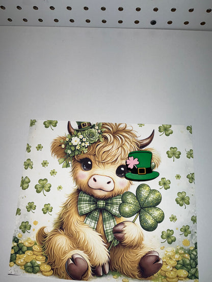 Highland cow St. Patrick’s Day 20 ounce sublimation transfer