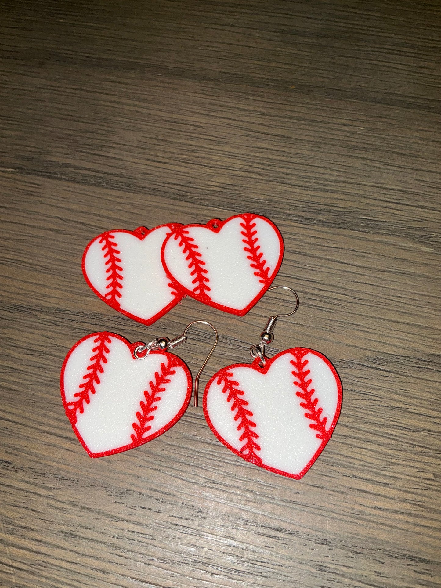 Baseball heart earrings