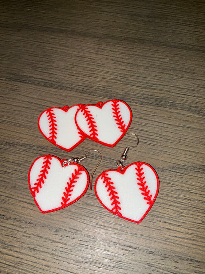 Baseball heart earrings