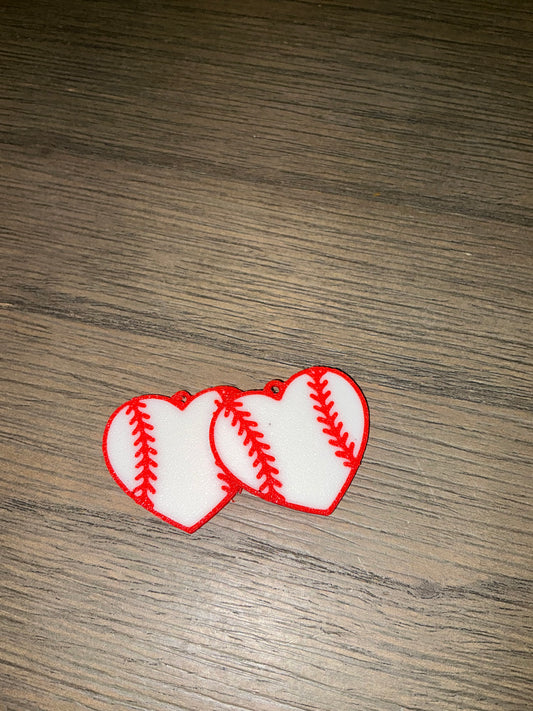 Baseball heart earrings