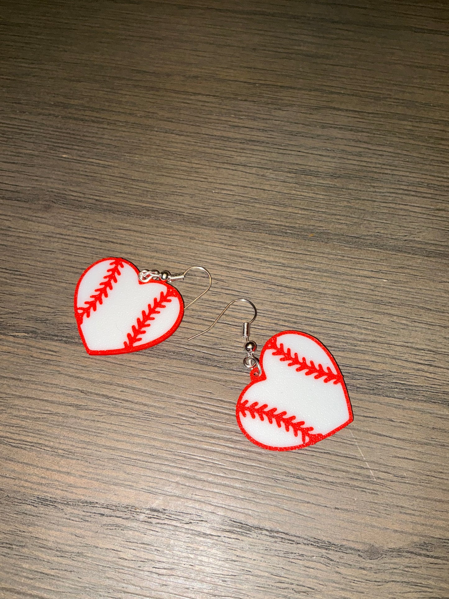 Baseball heart earrings
