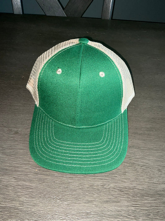 Green and tan trucker hat