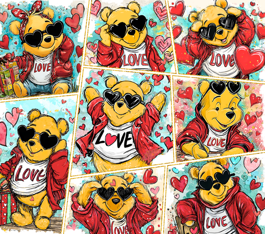 Yellow Bear 20oz skinny tumbler transfer