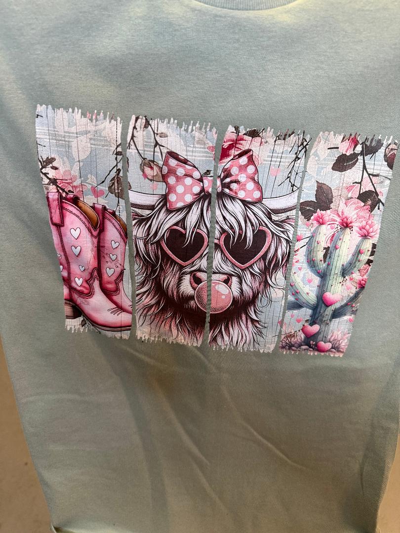 HIGHLAND COW VALENTINE DAY T-SHIRT