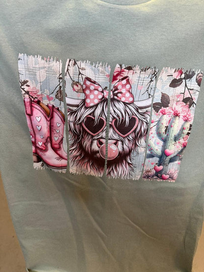 HIGHLAND COW VALENTINE DAY T-SHIRT